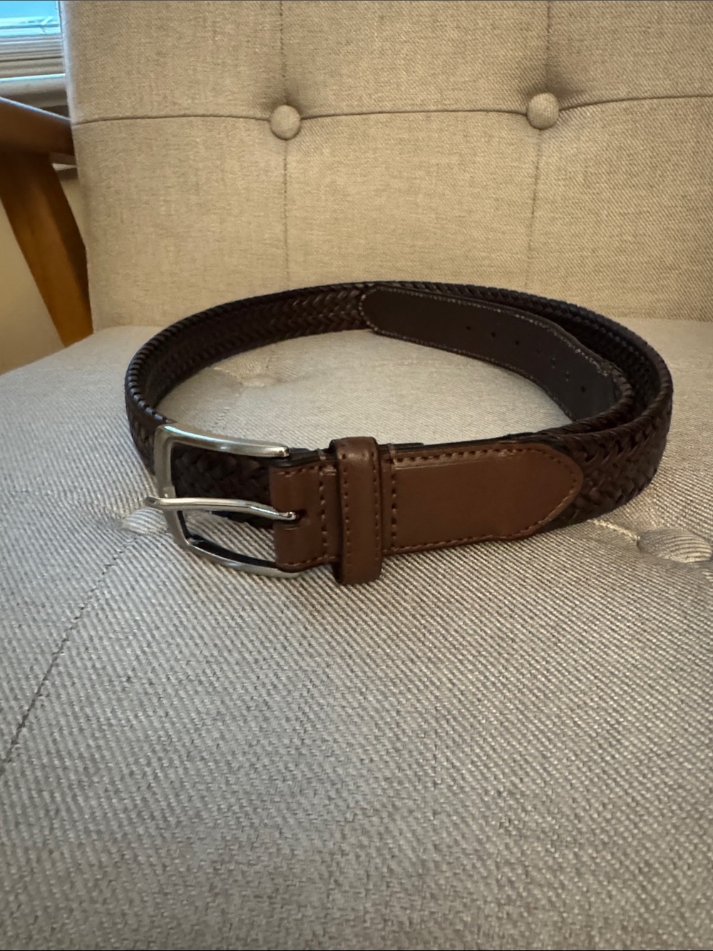 Alexander Julian Men's Woven Leather Dress Belt - Brown